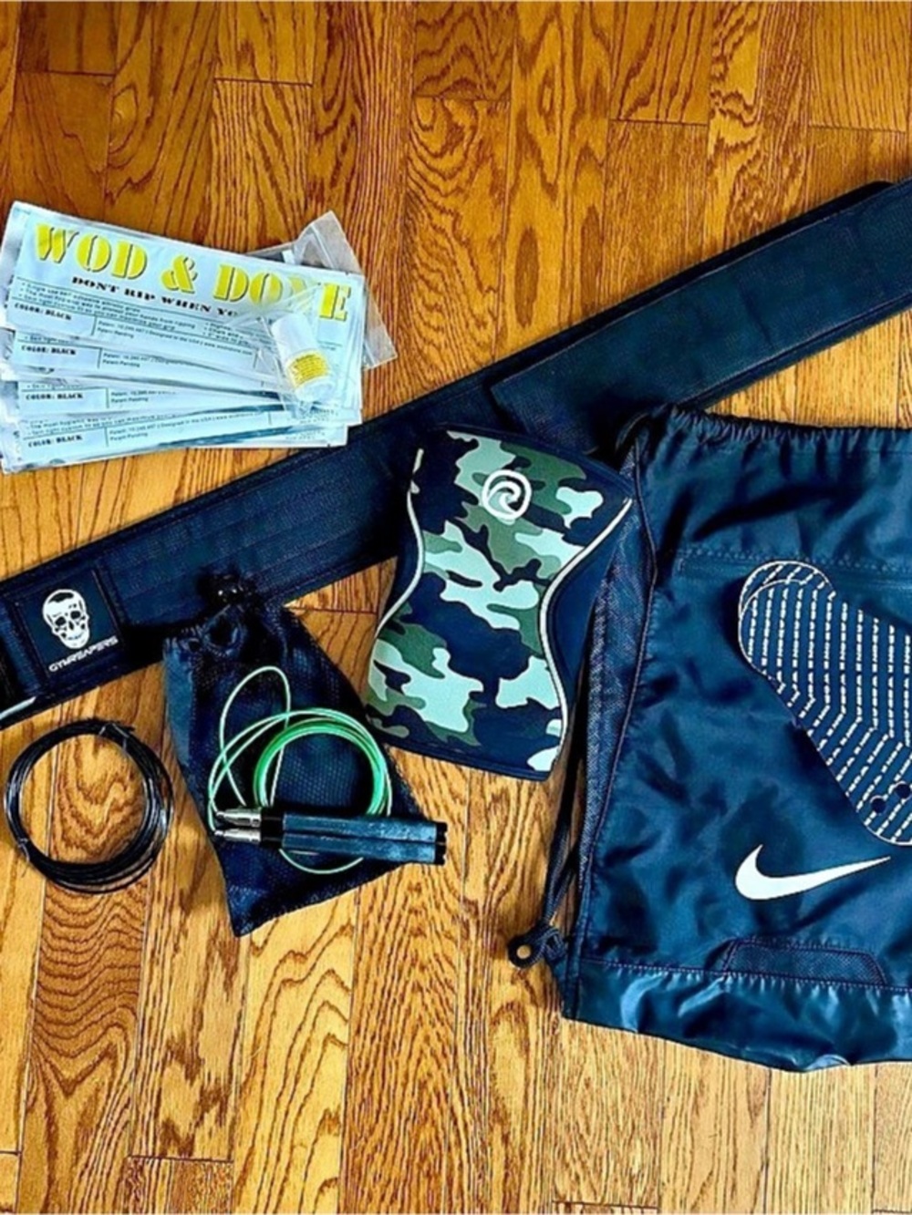 CrossFit Hyrox Gym Weight Belt Jump Rope Grips Knee Brace Accessories Kit